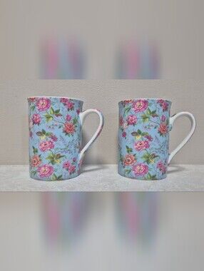Set of 2 Floral Bone China Mugs - Abbott collection